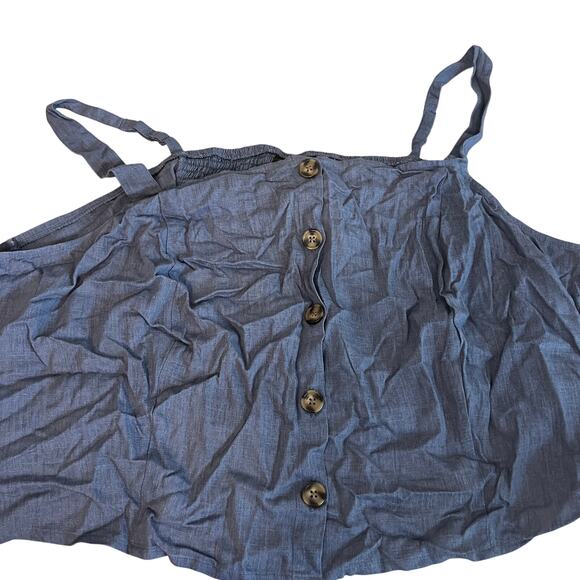 Torrid Women's Plus Size Blue Linen Blend Button-Front Crop Tank - Size 5 - NWT - Picture 3 of 8